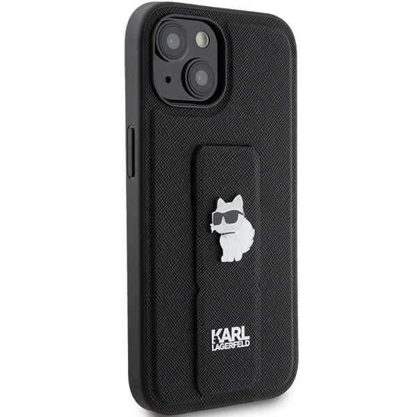 Θήκη MagSafe για Apple iPhone 15 Plus, Karl Lagerfeld, Saffiano Gripstand Choupette, Μαύρη