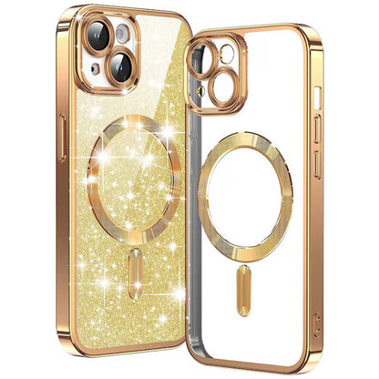 Θήκη MagSafe για Apple iPhone 15 Plus, Techsuit, Luxury Glitter, Χρυσή