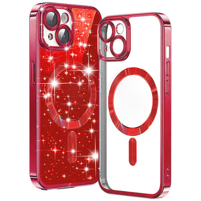 Θήκη MagSafe για Apple iPhone 15 Plus, Techsuit, Luxury Glitter, Κόκκινη