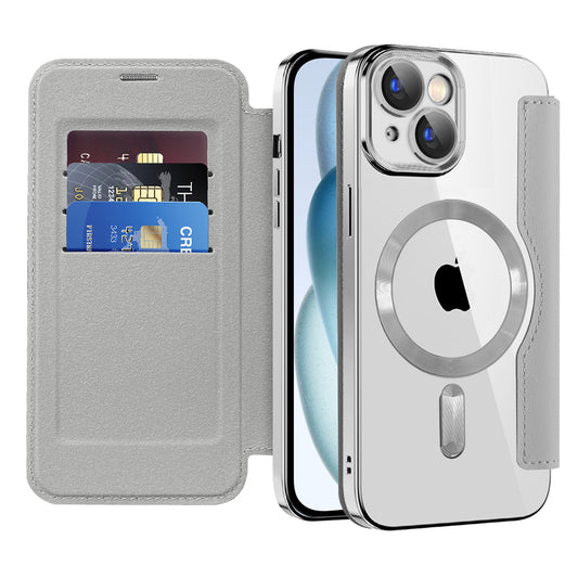 Θήκη MagSafe για Apple iPhone 15 Plus, Techsuit, SmartMag Book, Γκρι