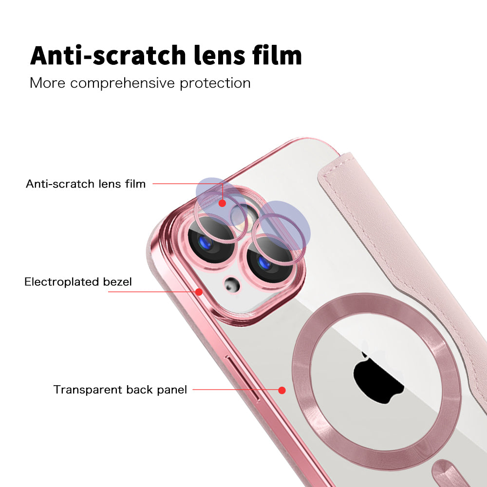 Θήκη MagSafe για Apple iPhone 15 Plus, Techsuit, SmartMag Book, Ροζ