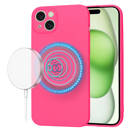 Θήκη MagSafe για Apple iPhone 15 Plus, Techsuit, SoftFlex, Σκούρο Ροζ