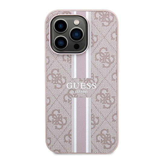 Θήκη MagSafe για Apple iPhone 15 Pro, Guess, 4G Printed Stripes, Ροζ