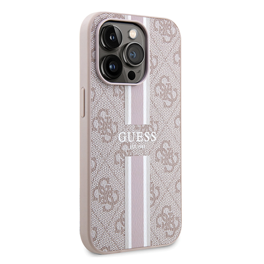 Θήκη MagSafe για Apple iPhone 15 Pro, Guess, 4G Printed Stripes, Ροζ