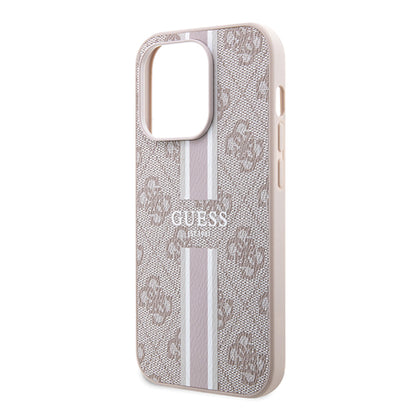 Θήκη MagSafe για Apple iPhone 15 Pro, Guess, 4G Printed Stripes, Ροζ