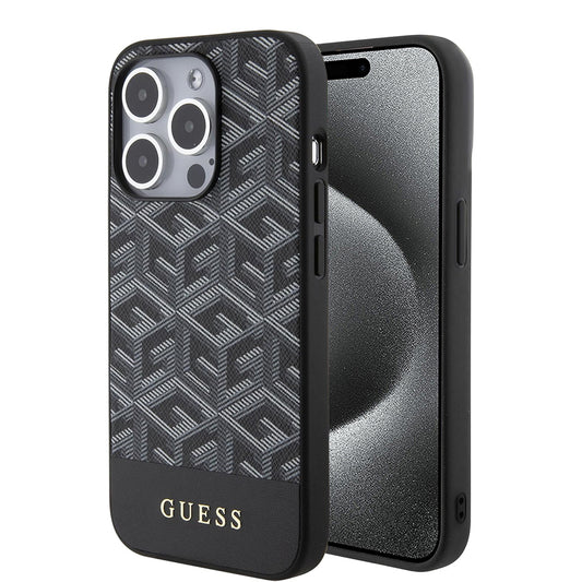 Θήκη MagSafe για Apple iPhone 15 Pro, Guess, GCube Stripes, Μαύρη