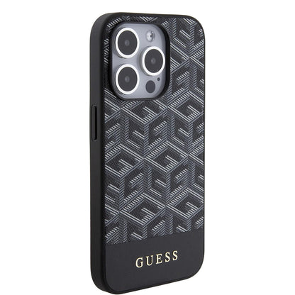MagSafe Case for Apple iPhone 15 Pro, Guess, GCube Stripes, Black