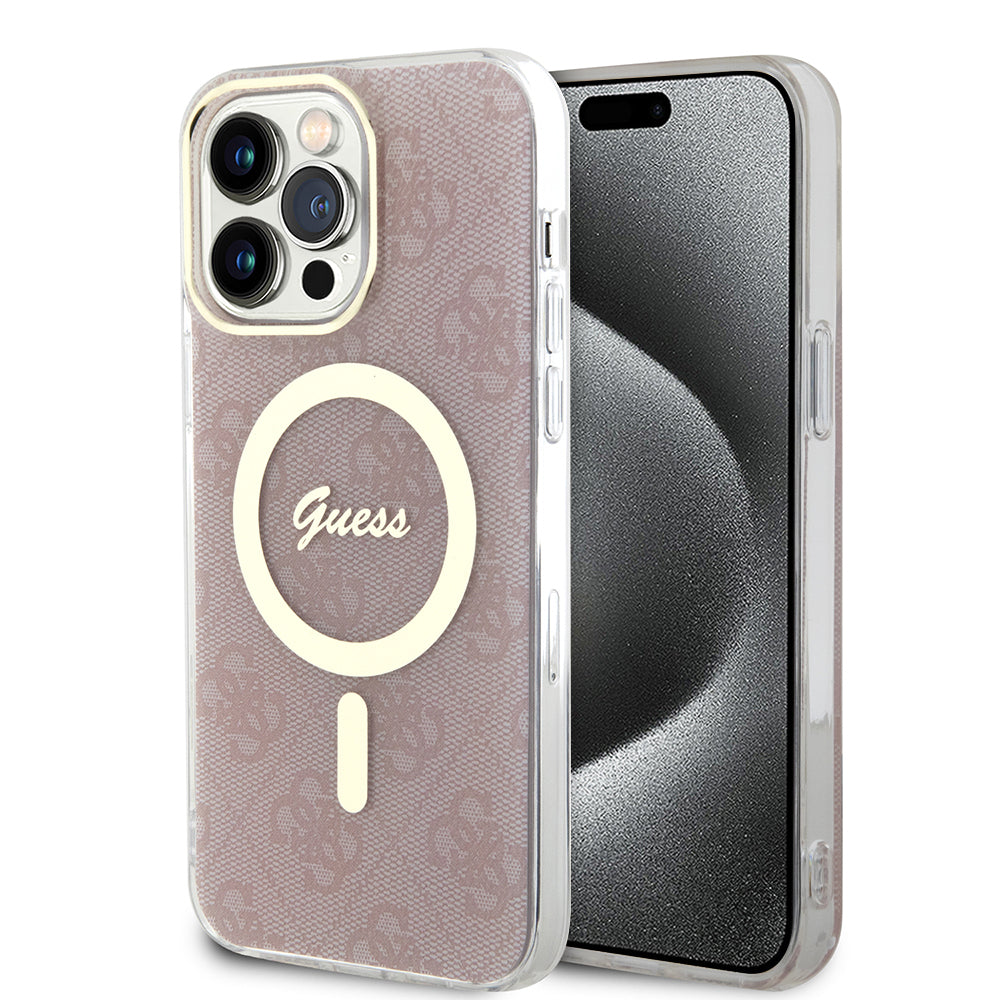 MagSafe Case for Apple iPhone 15 Pro, Guess, IML 4G, Pink