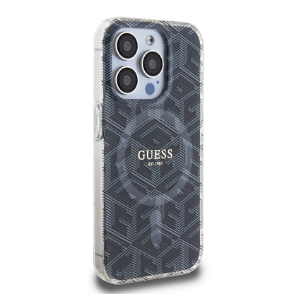 Θήκη MagSafe για Apple iPhone 15 Pro, Guess, IML Gcube, Μαύρη
