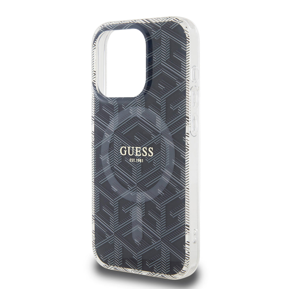 Θήκη MagSafe για Apple iPhone 15 Pro, Guess, IML Gcube, Μαύρη