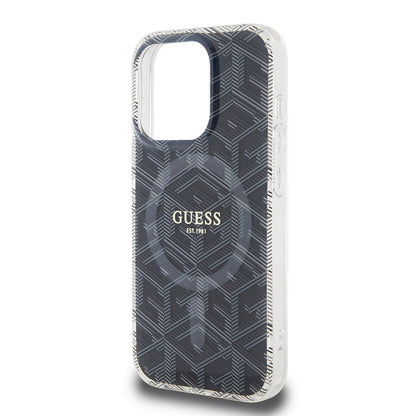 Θήκη MagSafe για Apple iPhone 15 Pro, Guess, IML Gcube, Μαύρη