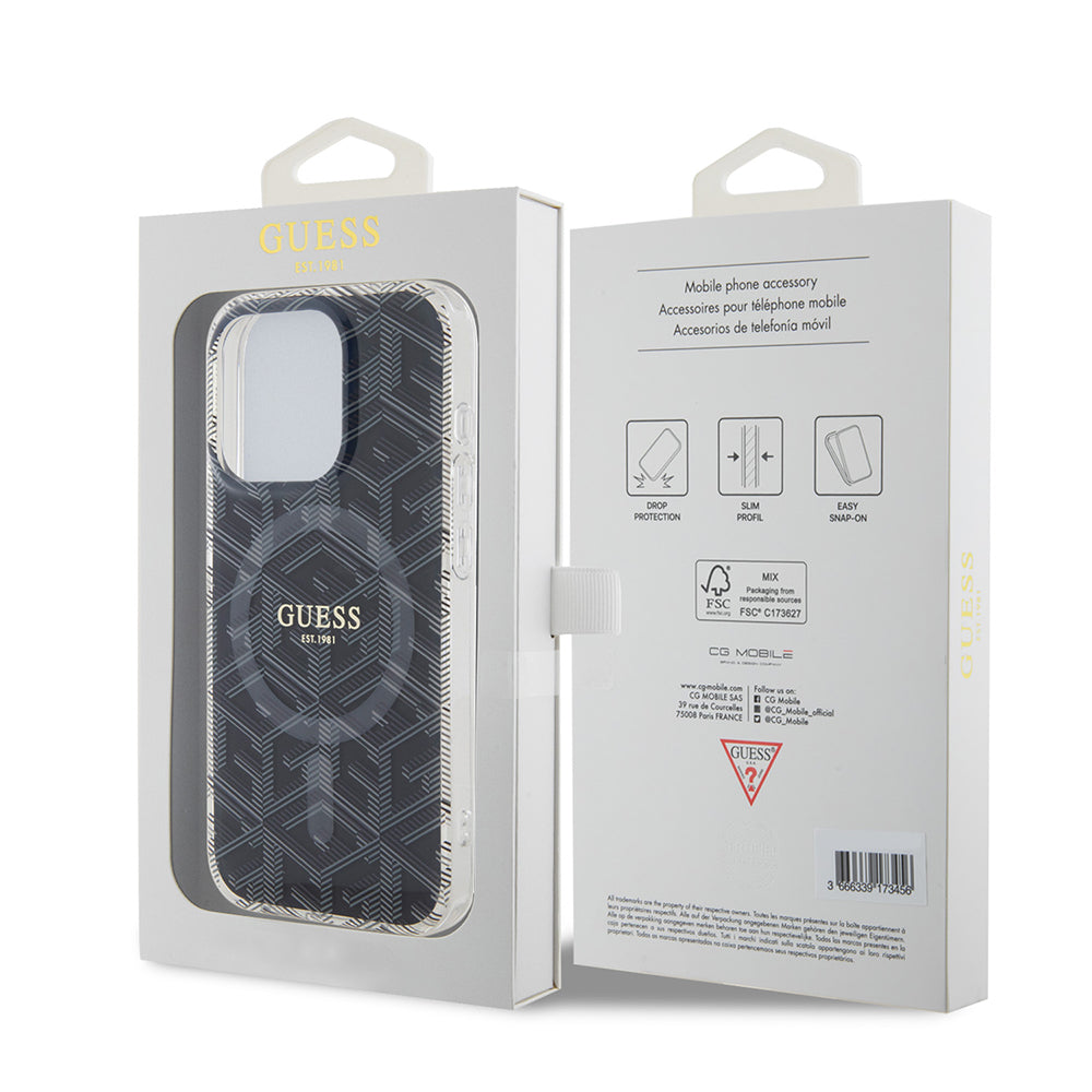 Θήκη MagSafe για Apple iPhone 15 Pro, Guess, IML Gcube, Μαύρη