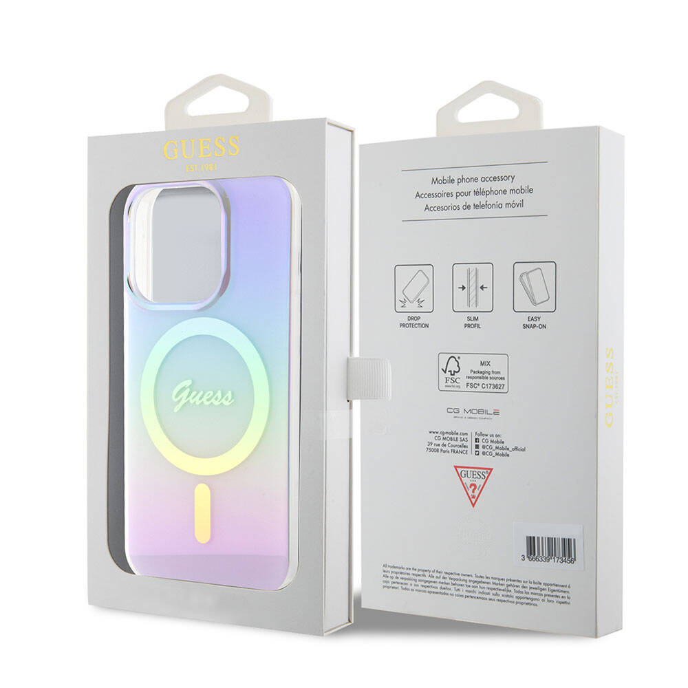 Θήκη MagSafe για Apple iPhone 15 Pro, Guess, IML Iridescent, Μωβ