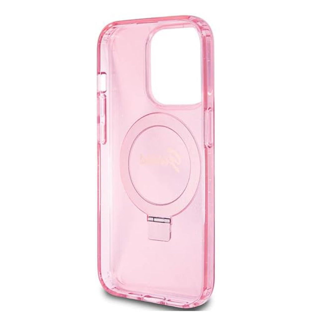 Θήκη MagSafe για Apple iPhone 15 Pro, Guess, IML Ring Stand Glitter, Ροζ