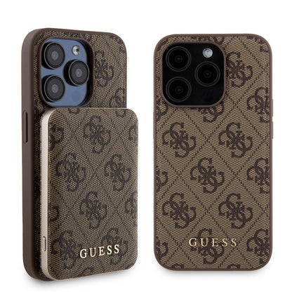 Θήκη MagSafe για Apple iPhone 15 Pro, Guess, Powerbank 4G Metal Logo, Καφέ