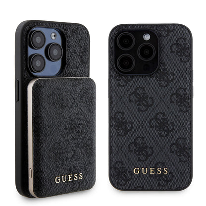 Θήκη MagSafe για Apple iPhone 15 Pro, Guess, Powerbank 4G Metal Logo, Μαύρη