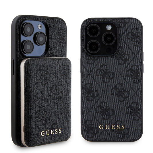 Θήκη MagSafe για Apple iPhone 15 Pro, Guess, Powerbank 4G Metal Logo, Μαύρη