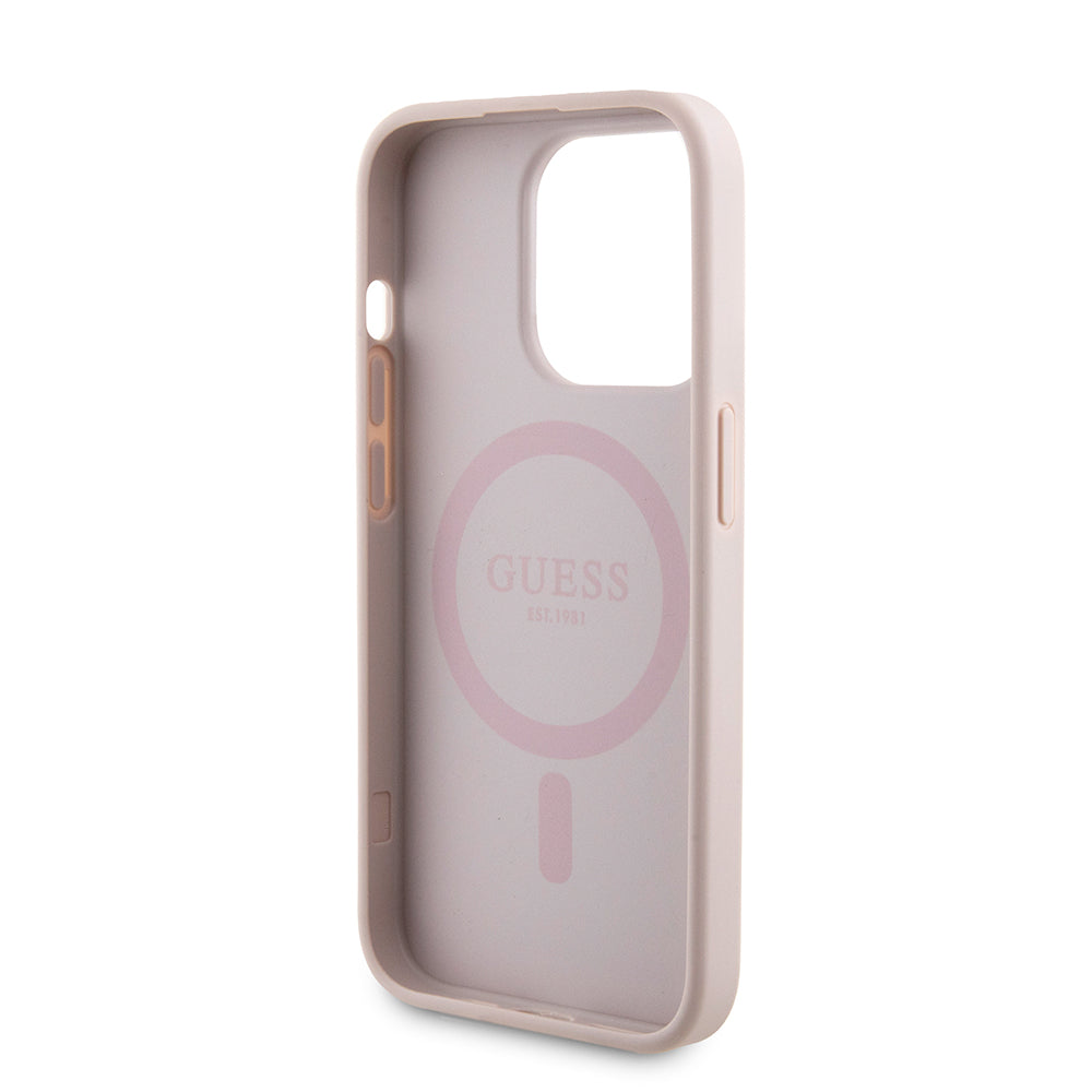 Θήκη MagSafe για Apple iPhone 15 Pro, Guess, Powerbank 4G Metal Logo, Ροζ
