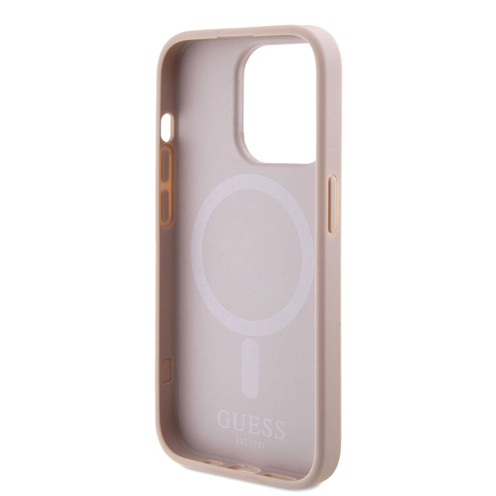 Θήκη MagSafe για Apple iPhone 15 Pro, Guess, Saffiano, Ροζ