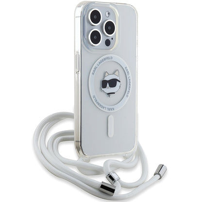 Θήκη MagSafe για Apple iPhone 15 Pro, Karl Lagerfeld, IML Crossbody Choupette's Head with Strap, Διάφανη