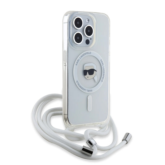 Θήκη MagSafe για Apple iPhone 15 Pro, Karl Lagerfeld, IML Crossbody Karl's Head, Διάφανη