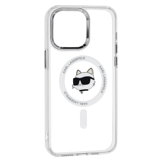 Θήκη MagSafe για Apple iPhone 15 Pro, Karl Lagerfeld, IML Metal Choupette's Head, Λευκή.