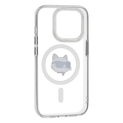 Θήκη MagSafe για Apple iPhone 15 Pro, Karl Lagerfeld, IML Metal Choupette's Head, Λευκή.
