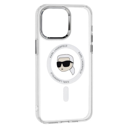 Θήκη MagSafe για Apple iPhone 15 Pro, Karl Lagerfeld, IML Metal Karl's Head, Λευκή