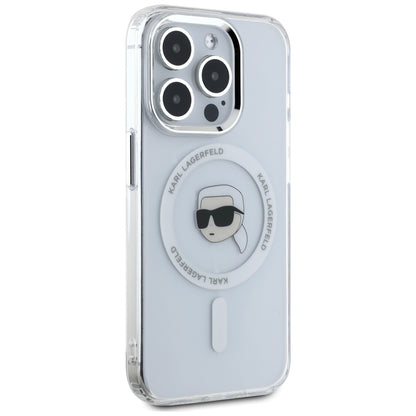 Θήκη MagSafe για Apple iPhone 15 Pro, Karl Lagerfeld, IML Metal Karl's Head, Λευκή