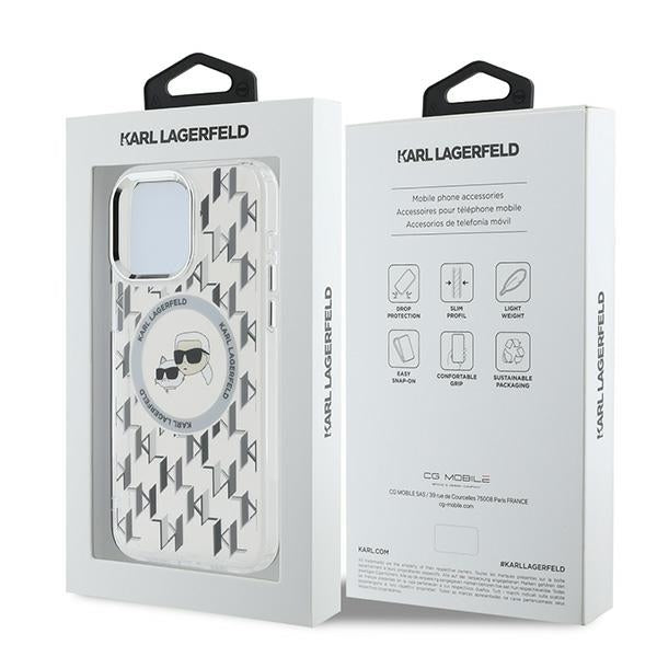Θήκη MagSafe για Apple iPhone 15 Pro, Karl Lagerfeld, IML Monogram Karl & Choupette's Heads, Διαφανής