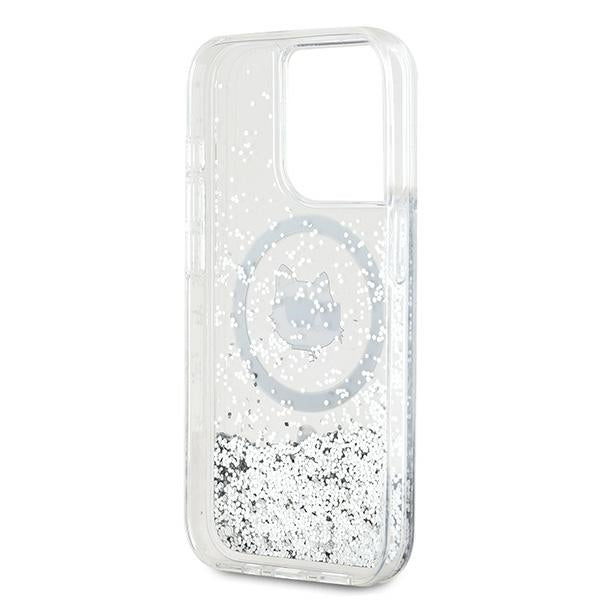 Θήκη MagSafe για Apple iPhone 15 Pro, Karl Lagerfeld, Liquid Glitter Choupette Head, Διαφανής