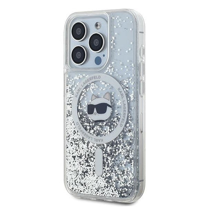 Θήκη MagSafe για Apple iPhone 15 Pro, Karl Lagerfeld, Liquid Glitter Choupette Head, Διαφανής