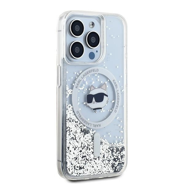 Θήκη MagSafe για Apple iPhone 15 Pro, Karl Lagerfeld, Liquid Glitter Choupette Head, Διαφανής