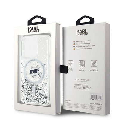 Θήκη MagSafe για Apple iPhone 15 Pro, Karl Lagerfeld, Liquid Glitter Choupette Head, Διαφανής