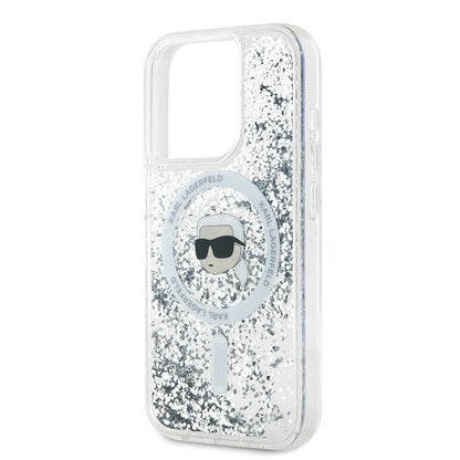 Θήκη MagSafe για Apple iPhone 15 Pro, Karl Lagerfeld, Liquid Glitter Karl's Head, Διαφανής