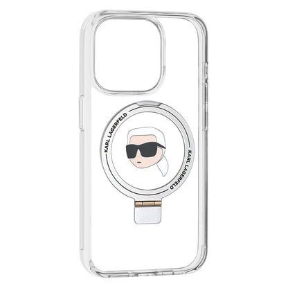 Θήκη MagSafe για Apple iPhone 15 Pro, Karl Lagerfeld, Ring Stand Karl's Head, Λευκή