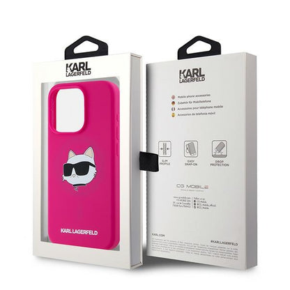 MagSafe Case for Apple iPhone 15 Pro, Karl Lagerfeld, Silicone Choupette's Head, Fuchsia