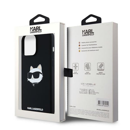 MagSafe Case for Apple iPhone 15 Pro, Karl Lagerfeld, Silicone Choupette's Head, Black