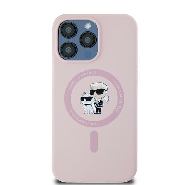 Θήκη MagSafe για Apple iPhone 15 Pro, Karl Lagerfeld, Σιλικόνη Karl & Choupette, Ροζ