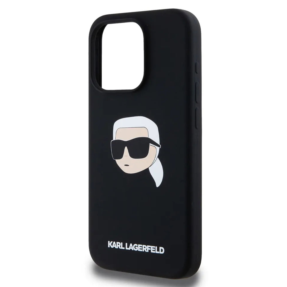 Θήκη MagSafe για Apple iPhone 15 Pro, Karl Lagerfeld, Σιλικόνη Karl's Head, Μαύρη
