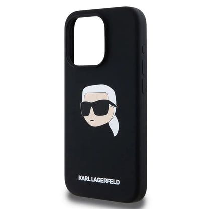 Θήκη MagSafe για Apple iPhone 15 Pro, Karl Lagerfeld, Σιλικόνη Karl's Head, Μαύρη