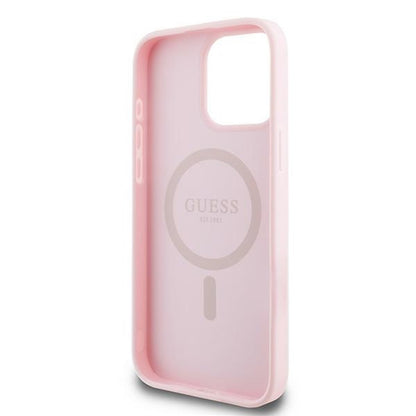 Θήκη MagSafe για Apple iPhone 15 Pro Max, Guess, Grained Gold Ring, Ροζ