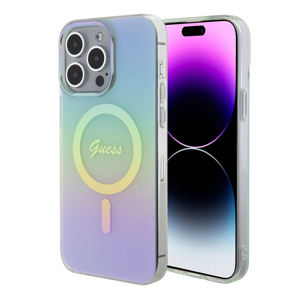 Θήκη MagSafe για Apple iPhone 15 Pro Max, Guess, IML Iridescent, Τυρκουάζ