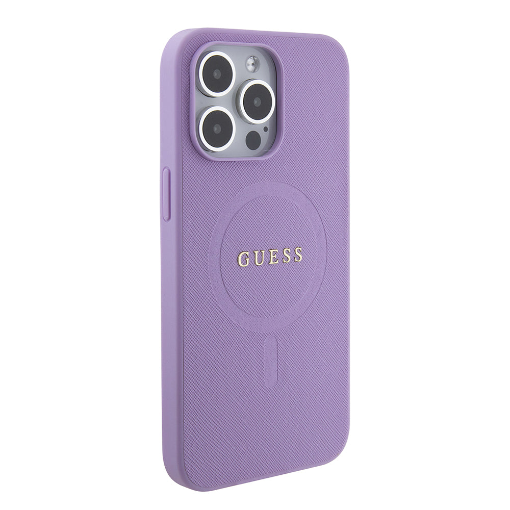 Θήκη MagSafe για Apple iPhone 15 Pro Max, Guess, Saffiano, Μωβ