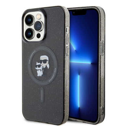 Θήκη MagSafe για Apple iPhone 15 Pro Max, Karl Lagerfeld, Glitter, Μαύρη