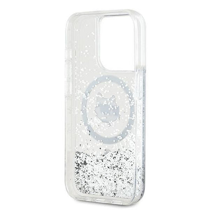 Θήκη MagSafe για Apple iPhone 15 Pro Max, Karl Lagerfeld, Liquid Glitter Choupette Head, Διαφανής