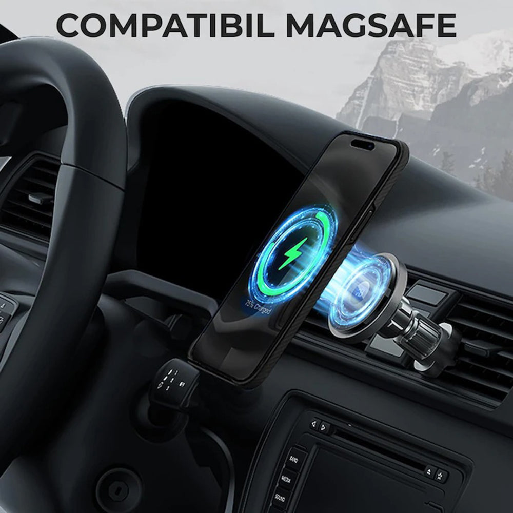Θήκη MagSafe για Apple iPhone 15 Pro Max, Techsuit, Αραμιδική Ίνα, Μαύρη