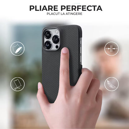 Θήκη MagSafe για Apple iPhone 15 Pro Max, Techsuit, Αραμιδική Ίνα, Μαύρη