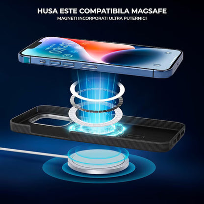 Θήκη MagSafe για Apple iPhone 15 Pro Max, Techsuit, Αραμιδική Ίνα, Μαύρη