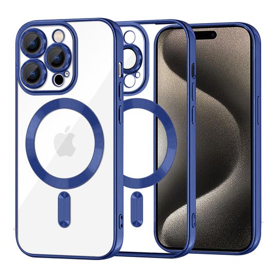 Θήκη MagSafe για Apple iPhone 15 Pro Max, Techsuit, Luxury Crystal, Σκούρο Μπλε